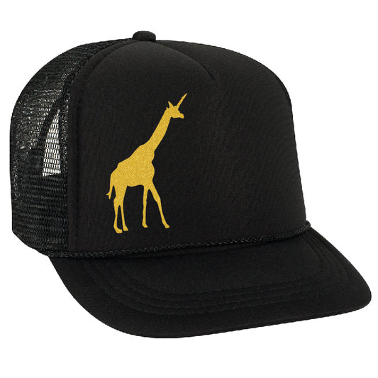 SheJumps Black and Gold Sparkle Trucker